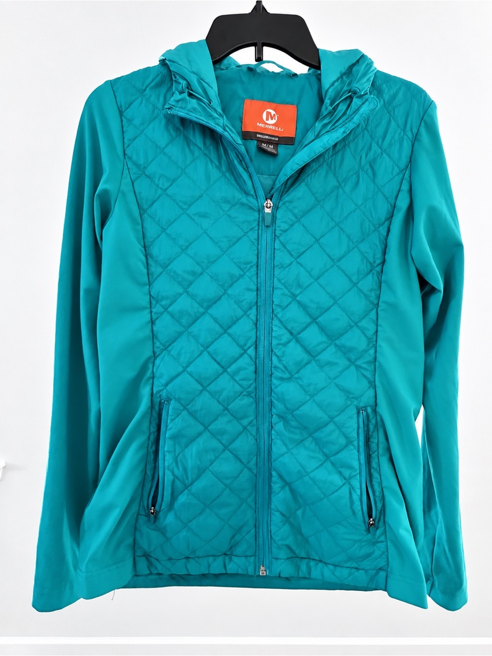 Merrell Women's Teal Quilted Hooded Puffer Zip-Up Jacket